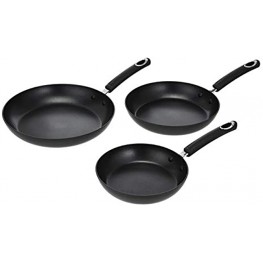 Basics Hard Anodized Non-Stick 3-Piece Skillet Set 8-Inch 9.5-Inch and 11-Inch Black