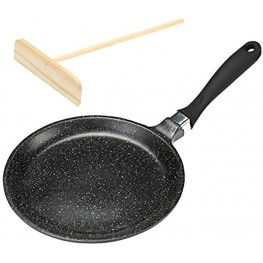 FAVIA Nonstick Crepe Pan Flat Griddle Frying Skillet with Spreader for Omelette Tortillas Pancake Dosa Tawa Induction Compatible Dishwasher Safe 9.5 inch 9.5'' Crepe Pan