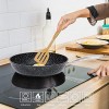 JEETEE 8 Inch Frying Pan Nonstick PFOA Free Stone Coating Omelette Pan with Stainless Steel Handle Induction Compatible Cookware Nonstick Pan 8 Inch
