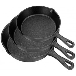 Lawei Set of 3 Cast Iron Skillets 10 8 6 Pre-Seasoned Pan Cookware Set Non-Stick Skillet Frying Pan for Frying Saute Cooking Pizza Eggs Meat and More