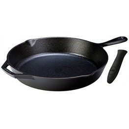 Lodge Seasoned Cast Iron Skillet with Hot Handle Holder 10.25 inches Cast Iron Frying Pan with Silicone Hot Handle Holder BLACK.