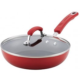 Rachael Ray Brights Deep Nonstick Frying Pan Fry Pan Deep Skillet 9.5 Inch Red