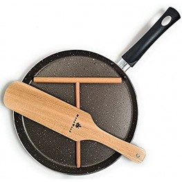 Crepe Pan With PFOA Free Nonstick Coating Made in Europe MarbleTech Pan Great for Crepes Omelets Eggs Pancake Dishwasher Safe 10.23 Flat " With Wooden Crepe Spreader and Spatula Set