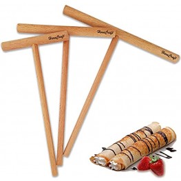 HeraCraft Crepe Spreader Sticks Set 3 Pcs 3.5" 5" 7" inc Crepe Spreaders Stick Kit Convenient Sizes to Fit Any Crepe Pancake Pan Maker | T-Shape Construction All Natural Handmade Beechwood
