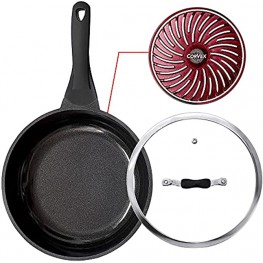 Ceramic Nonstick Frying Pan with Lid 9.5” Ceramic Frying Pans with Double Layer Coating Nonstick Skillet Evenly Cook Fry Pans Nonstick Egg Pan Omelet Pan Cookware CORVEX Bottom,Red,100% PFOA Free
