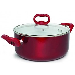 Ecolution Bliss 5 Quart Non-Stick Ceramic Stock Pot with Lid Cover Dutch Oven Multipurpose Use Silicone Stay Cool Handles Easy Clean Red