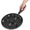 Egg Frying Pan Aluminum Pancake Pan with 4 Round Holes Mold Non-Stick Ham Burger Cooking Pan with Non-Slip Long Handles Omelette Maker Breakfast Making Tool