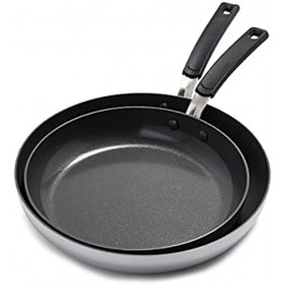 GreenPan Levels Stainless Steel Healthy Ceramic Nonstick Frying Pan Set 2 Piece Silver