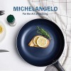 MICHELANGELO 10 Inch Frying Pan with Lid Blue Frying Pan Nonstick Skillet with Lid & Diamond Coating Nonstick Frying Pan Diamond Fry Pan Blue Nonstick Skillet 10 Inch Pan- Induction Compatible