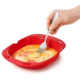 Omelet Maker Microwave Oven Non Stick Omelette Maker Silicone Egg Roll Cooker Pan Red 9.57×7.83×1.69in
