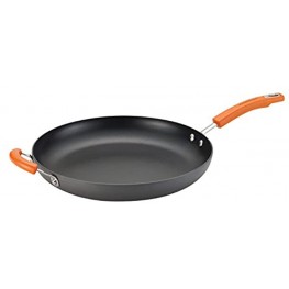 Rachael Ray Brights Hard Anodized Nonstick Frying Pan Fry Pan Hard Anodized Skillet with Helper Handle 14 Inch Gray