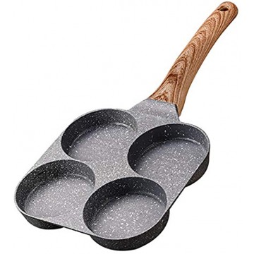 YBENWL Egg Frying Pan Non Stick Egg Cooker Pan 4-Hole Omelet Pan Egg Pancake Pan with Wooden Handle,Gas Stove Fried Poached Egg Pan for Poaching Eggs Work with Open Flame and Gas Stove