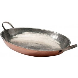 Sertodo Copper Alicante Paella Cooking Pan with Stainless Steel Handles Hand Hammered 14 Gauge 100% Pure Copper 15
