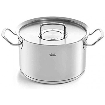 Fissler pure-profi collection Stainless Steel Stockpot with Metal-Lid Induction 7.9-in 4.2 Quart silver