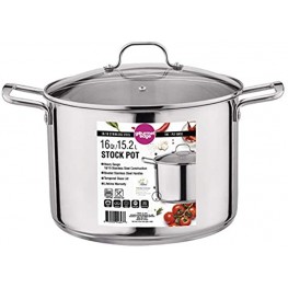Gourmet Edge 16-Quart Stock Pot Stainless Steel Soup Pots with Lid as Dishwasher and Oven Safe Cookware Silver
