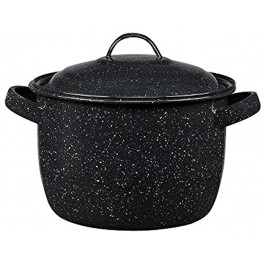 Granite Ware Enamel on Steel Bean Pot with lid 4-Quart Speckled Black