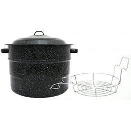 Granite Ware Steel Porcelain Water-Bath Canner with Rack 21.5-Quart Black