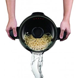 MasterPan 5 QT. Non-Stick Stock N’ Pasta Pot w Locking Handles and Easy Pour Strainer 9”