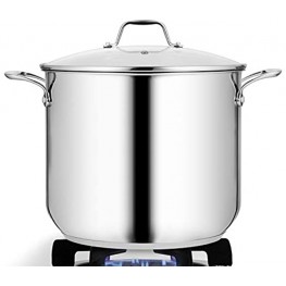 NutriChef 15-Quart Stainless Steel Stock Pot Pot-18 8 Food Grade Heavy Duty Induction-Large Stew Simmering Soup See Through Lid Dishwasher Safe NCSP16
