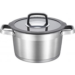 Stainless Steel Stock Pot 2.8 Qt Nonstick Stockpot with Glass Lid Double Handle Induction Compatible Dishwasher Safe