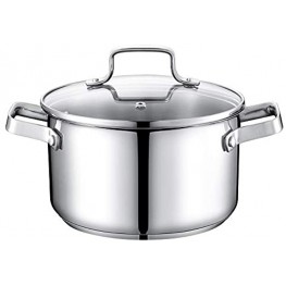 Stainless Steel Stock Pot 3.5 Qt Premium Soup Pot with Glass Lid Scale Engraved Inside Induction Compatible