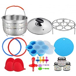 3 Quart Pressure Cooker Accessories Compatible with Instant Pot 3 Qt Only Steamer Basket Glass Lid Silicone Sealing Rings Egg Bites Mold Egg Steamer Rack and More