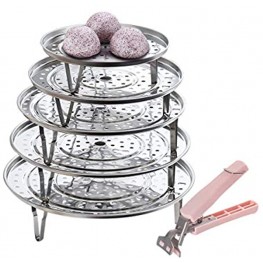 5 Pack Stainless Steel Cooking Steamer Rack Pressure Cooker Steamer Rack Round Canning Rack Large Cooling Rack with Detachable Legs for Baking Cooking Steaming7" 8" 8.8" 9.5" 10.2''