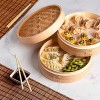 Bamboo Steamer 10 Inch Bun Steamer 2-Tiers Dumpling Cook Traditional Asian Food Stackable Bao Steamer Chinese Food Steamer Basket Steam Basket for Vegetables Perfect for Asian Kitchen Cooking