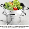 HOMI CHEF 5QT LARGE 4.5 DEEP 3-RIDGE Universal Steamer Cookware Nickel Free Stainless Steel 3 Ridges for 8 9 9.5 Pot Steamer Inserts for Pots Kitchen Steamer Basket Steamer Pot