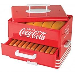 Nostalgia HDS248COKE Large Coca-Cola Diner-Style Steamer 24 Hot Dogs and 12 Bun Capacity Perfect For Breakfast Sausages Brats Vegetables Fish Red