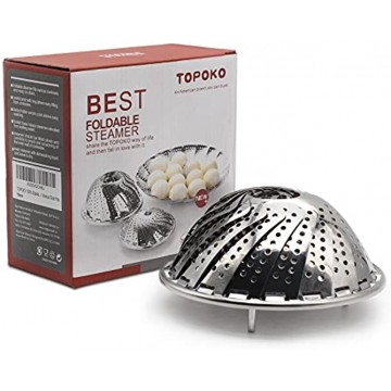TOPOKO Vegetable Steamer Basket Fits Instant Pot Pressure Cooker 5 6 QT and 8 QT 18 8 Stainless Steel Folding Steamer Insert For Veggie Fish Seafood Cooking Expandable to Fit Various Size Pot