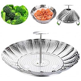 Vegetable Steamer Basket for Cooking Premium Stainless Steel Veggie Steamer Easy to Use with Telescoping Removable Handle Folding Food Steamer Insert Fit Various Size Pots Expandable 5.1 To 9 Inches