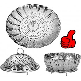 Vegetable Steamer Basket Stainless Steel Folding Steamer Basket Insert for Veggie Fish Seafood Cooking 100% Stainless Steel Steamer Insert expandable to Fit Various Size Pot6" to 10.5"