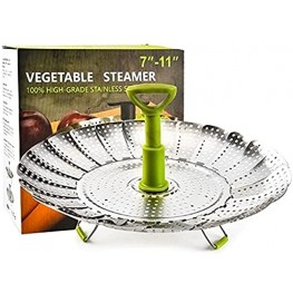 Vegetable Steamer Basket,Stainless Steel folding Vegetable Steamer for Veggie Fish Seafood Cooking Boiled Eggs,Expandable to Fit Various Size Pot 7" to 11"