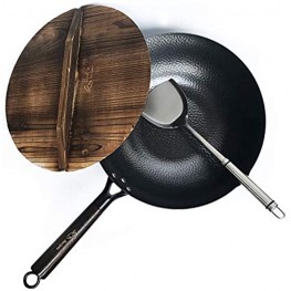 Carbon Steel Wok For Electric Induction and Gas Stoves Lid Spatula and User Guide Video Included