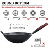 Carbon Steel Wok Pan with Ring Chinese Woks and Stir Fry Pans 14 Large Hand Hammered Traditional Round Bottom Wok by Xeeyaya