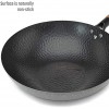 Goodful Carbon Steel Wok Hammered Pow Wok with Wooden Lid 13 Black