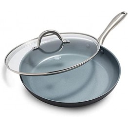 GreenPan Lima Healthy Ceramic Nonstick Frying Pan Skillet with Lid 12" Gray