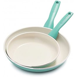 GreenPan Rio Healthy Ceramic Nonstick Frying Pan Set 8 and 10 Turquoise