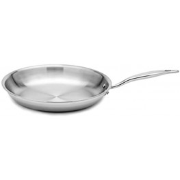 Heritage Steel 12 Inch Fry Pan Titanium Strengthened 316Ti Stainless Steel Pan with 5-Ply Construction Induction-Ready and Fully Clad Made in USA