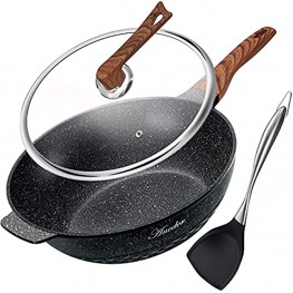 Wok Pan Nonstick 12.5 Inch Skillet Aneder Frying Pan with Lid & Spatula Wok Pans for Cooking Electric Induction & Gas Stoves Oven Safe