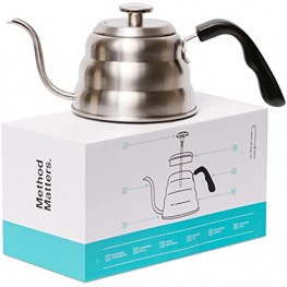 Barista Warrior Stainless Steel Pour Over Coffee & Tea Kettle with Thermometer for Exact Temperature Gooseneck Spout Pots Kitchen Appliances & Dorm Essentials 1.0 Liter 34 fl oz