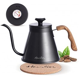 Gooseneck Kettle Harriet 37oz 1.1L Pour Over Kettle with Built-in Thermometer Coffee Kettle with Anti-Hot Handle Anti-Rust Stainless Steel with Flow Spout Design For Drip Coffee
