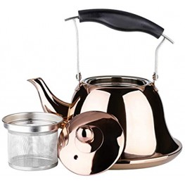 OMGard Whistling Tea Kettle with Infuser Loose Leaf Stainless Steel Teapot Rose Gold Teakettle for Stovetop Induction Stove Top Heat Water Tea Pot Copper 2 Liter 2 Quart