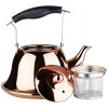 Onlycooker Whistling Tea Kettle Stainless Steel Stovetop Teakettle Sturdy Teapot for Tea Coffee Fast Boiling with Infuser Color Rose Gold Mirror Finish 2 Liter 2.1 Quart