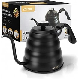 Pour Over Kettle SZTMBF Pour Over Coffee Kettle with Thermometer Stainless Steel Gooseneck Kettle 40fl oz 1.2L Tea Kettle for Exact Temperature,Barista-Standard Hand Drip Coffee,Works Any Heat Source
