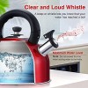 Whistling Tea Kettle 2.85-Quart Tea Kettle for Stove Top Large-capacity Teapot Classic Look Loud Whistle Anti-hot Handle Food-grade Stainless Steel Suitable for Use on All Stove Tops Wine Red