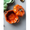 MDZF SWEET HOME Ceramic Pumpkin Bowl Individual Casserole Baking Bowl for Oven Bakeware with Lid 14 Oz Orange