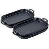 Bruntmor 10x6 Set Of 4 Oven to Table Bakeware Matte Glaze Dinner Plates Lasagna Serving Pan With Handle Rectangular Dish Black