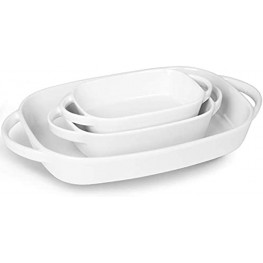 Ceramic 2.6 1.1 0.6 Quart Baking Dish Set 9.3" x 13" 6.1"x8.7" 5.1"x 7.5 Set of 3 White